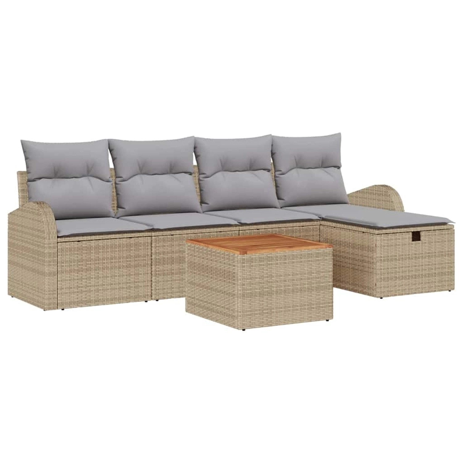 vidaXL Garten-Sofa-Set mit Kissen mit Speicher 6-Tlg Beige Poly Rattan 3360 günstig online kaufen