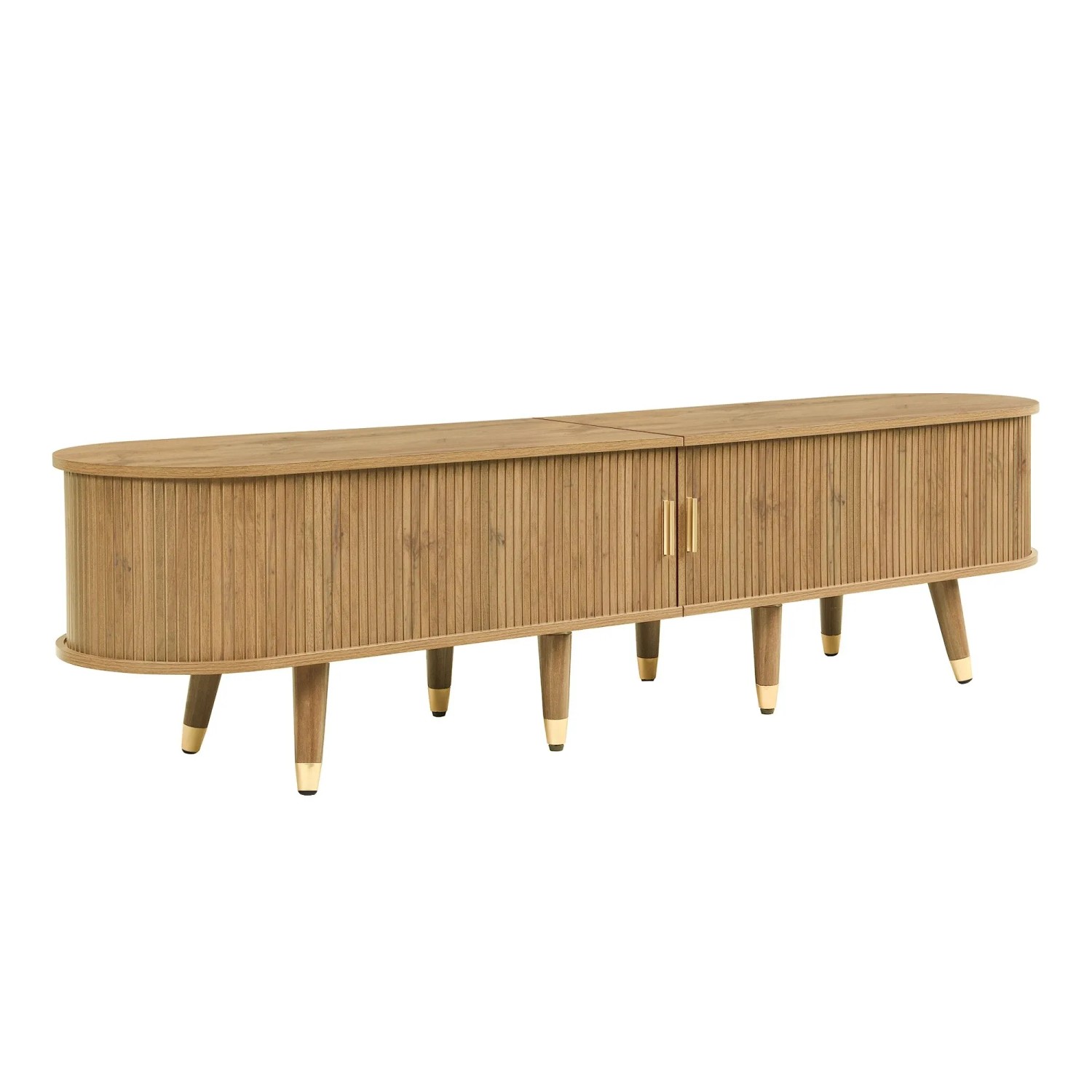 ModernLuxe TV Lowboard mit Schiebetüren 2 Schubladen MDF Dunkel Natur