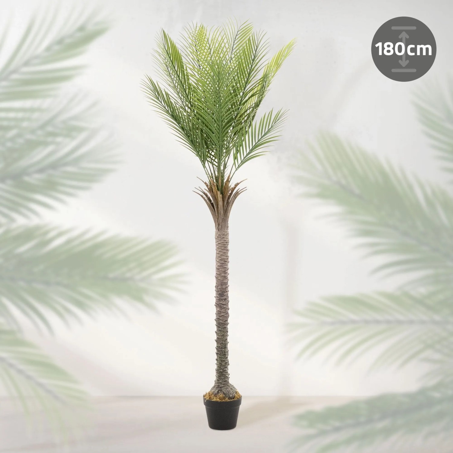 ML-Design künstliche Palme, 180 cm hoch, im Topf für Innen- und Außenbereich.
