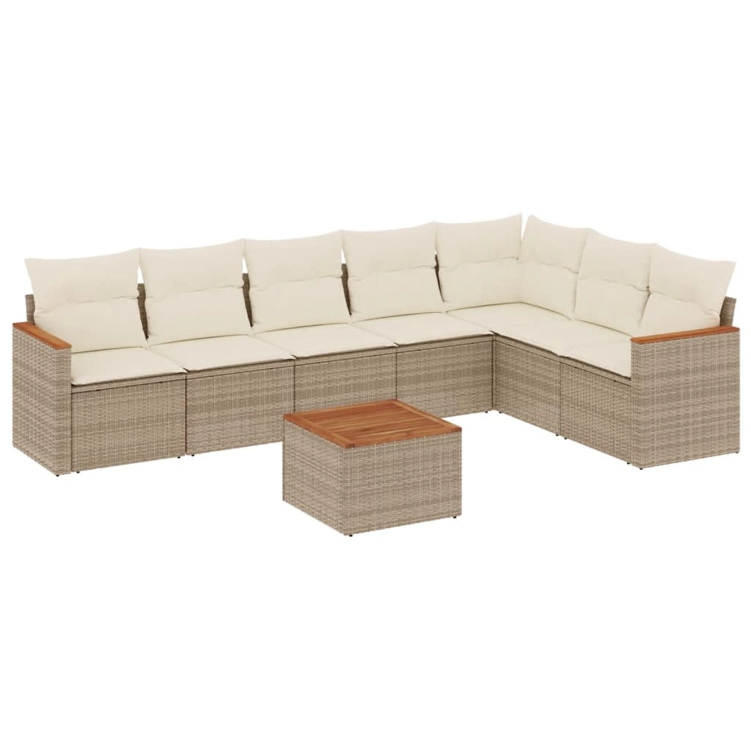 vidaXL 8-Tlg Garten-Sofagarnitur mit Kissen Beige Poly Rattan 3258439