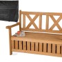 Wetterfeste needs&wants Gartenbank aus Holz mit Stauraum und Abdeckung, dunkelbraune 2-Sitzer Truhenbank.