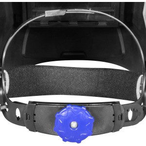Detailansicht des Güde Automatik Schweißhelms GSH-TC-2 mit Kopfband und Verstellknopf.