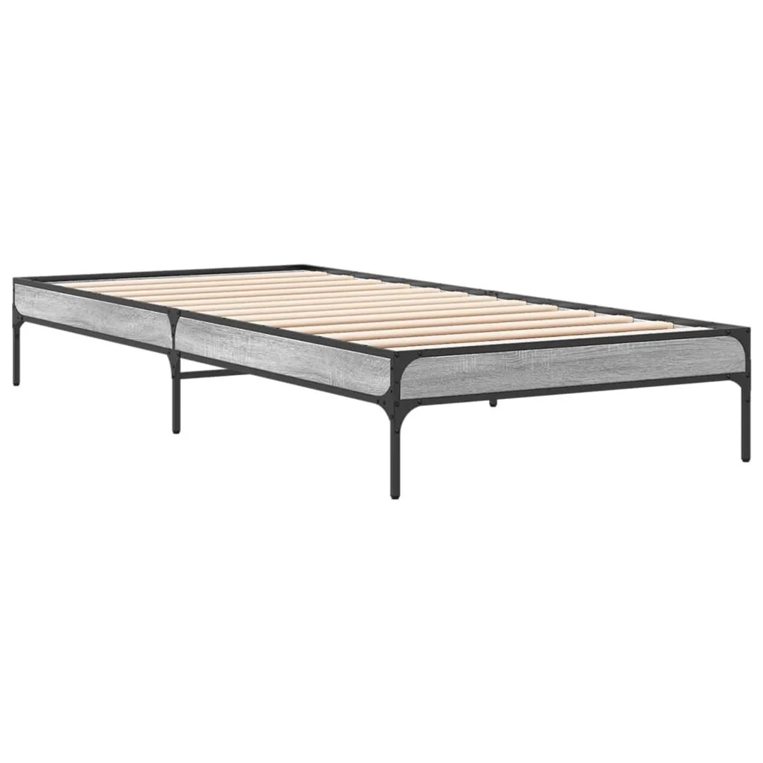 vidaXL Bettgestell Grau Sonoma 75x190 cm Holzwerkstoff und Metall 845059 günstig online kaufen
