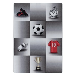 Ayyildiz Kinderteppich Play Grau mit Fußballmotiven, 160x230 cm.