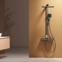 Emke Duschsystem mit Thermostat, 36x24 cm Regenduschkopf, Handbrause, Anthrazit matt.