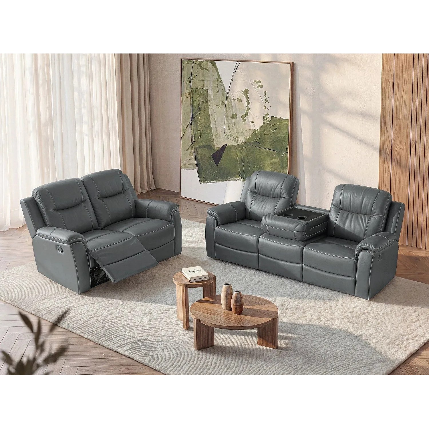 Vente-unique Couchgarnitur Evasion Anthrazitgrau 205 cm  156 cm