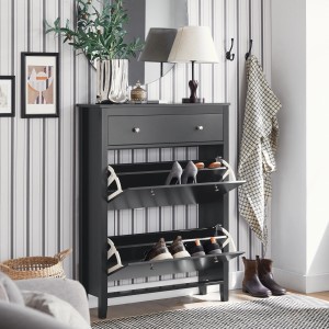 SoBuy Schuhkipper Schmal Schuhschrank mit 2 Klappen für Diele Flur FSR89-SCH