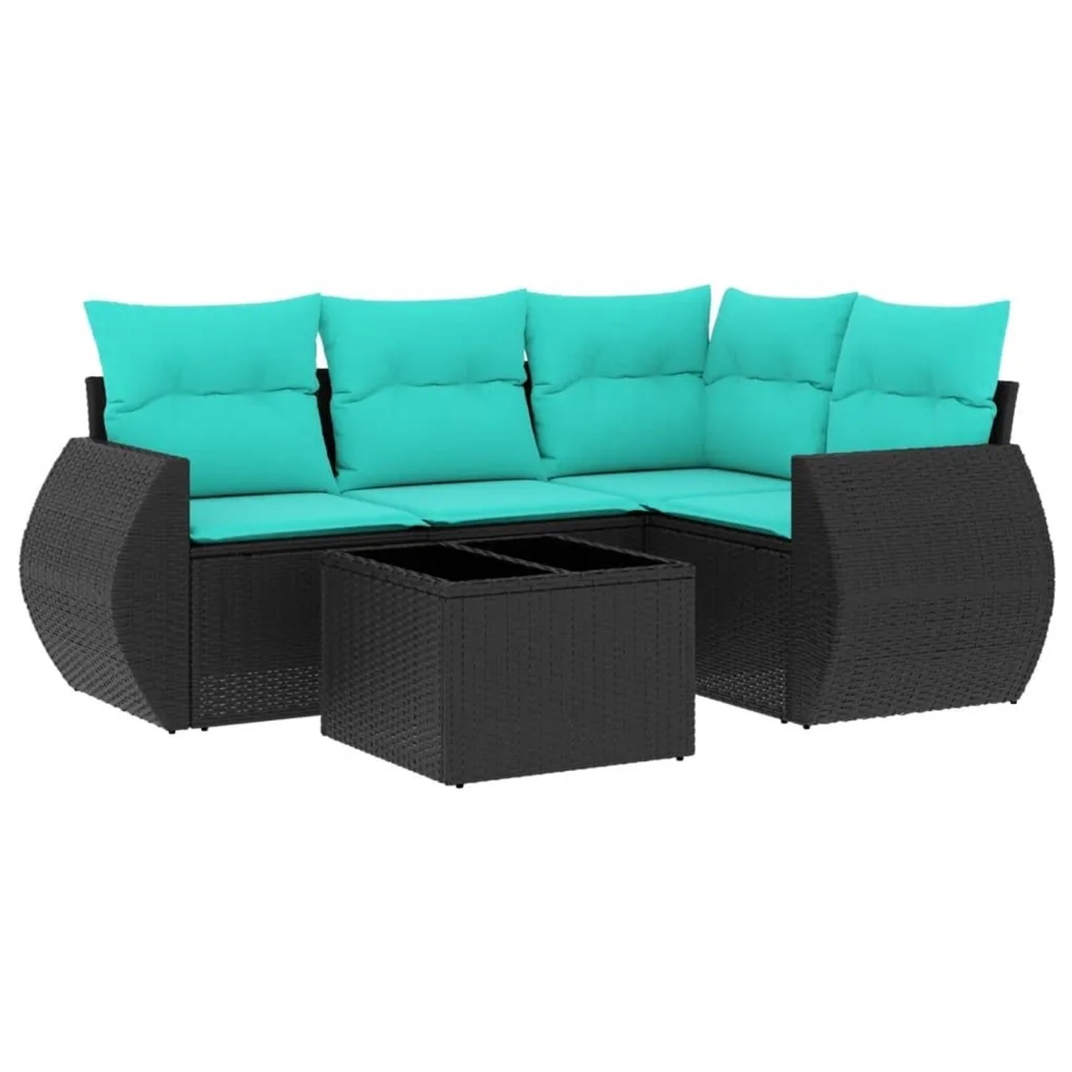 vidaXL 5-Tlg Gartensofa-Set mit Kissen Schwarz Polyrattan 3221316 günstig online kaufen