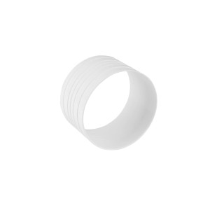 Weißer Schlauchverbinder System 125 aus Kunststoff für Flachkanalsysteme.