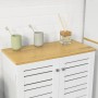 SoBuy Badschrank BZR41-W: Kommode mit Lamellentüren in Weiß und Naturholzoptik.