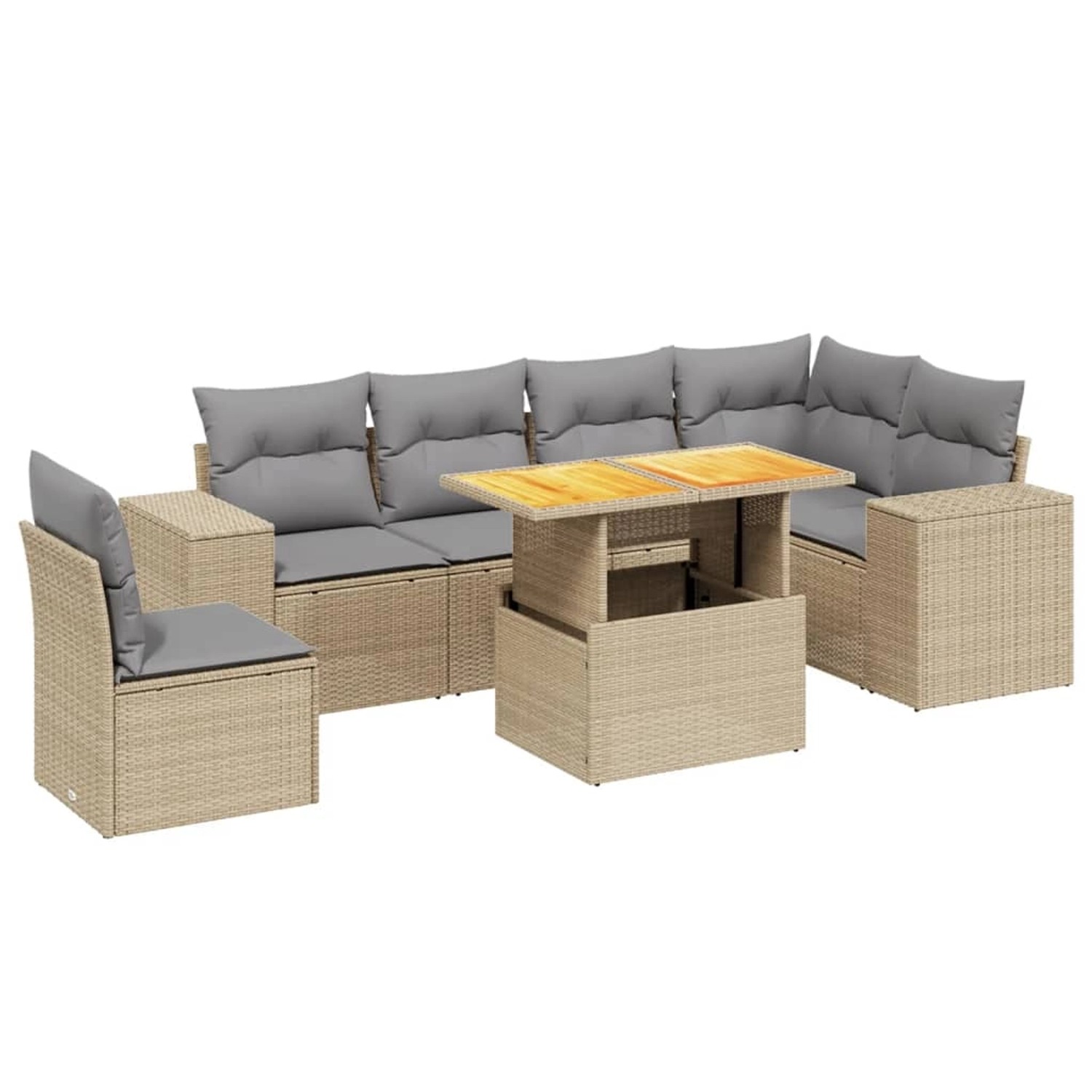 vidaXL 7-tlg Garten-Sofagarnitur mit Kissen Beige Poly Rattan Modell 323 günstig online kaufen