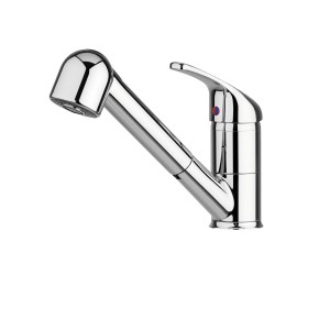 Pyramis Einhebelmischer Festivo, Chrom, mit herausziehbarer Schlauchbrause.