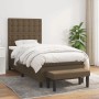 Dunkelbraunes vidaXL Boxspringbett (90x200 cm) mit Matratze und Bank im Schlafzimmer.