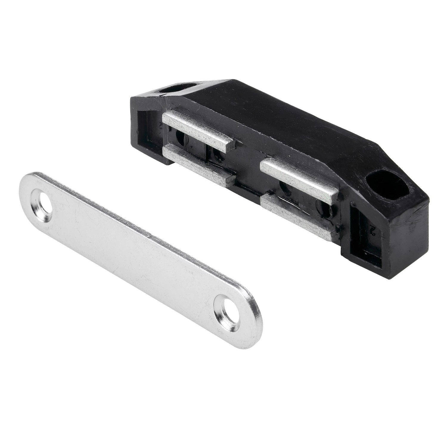 Hettich XXL Magnetschnäpper, verzinkt, 8 kg, schwarz, mit Gegenplatte für Möbelausstattung.