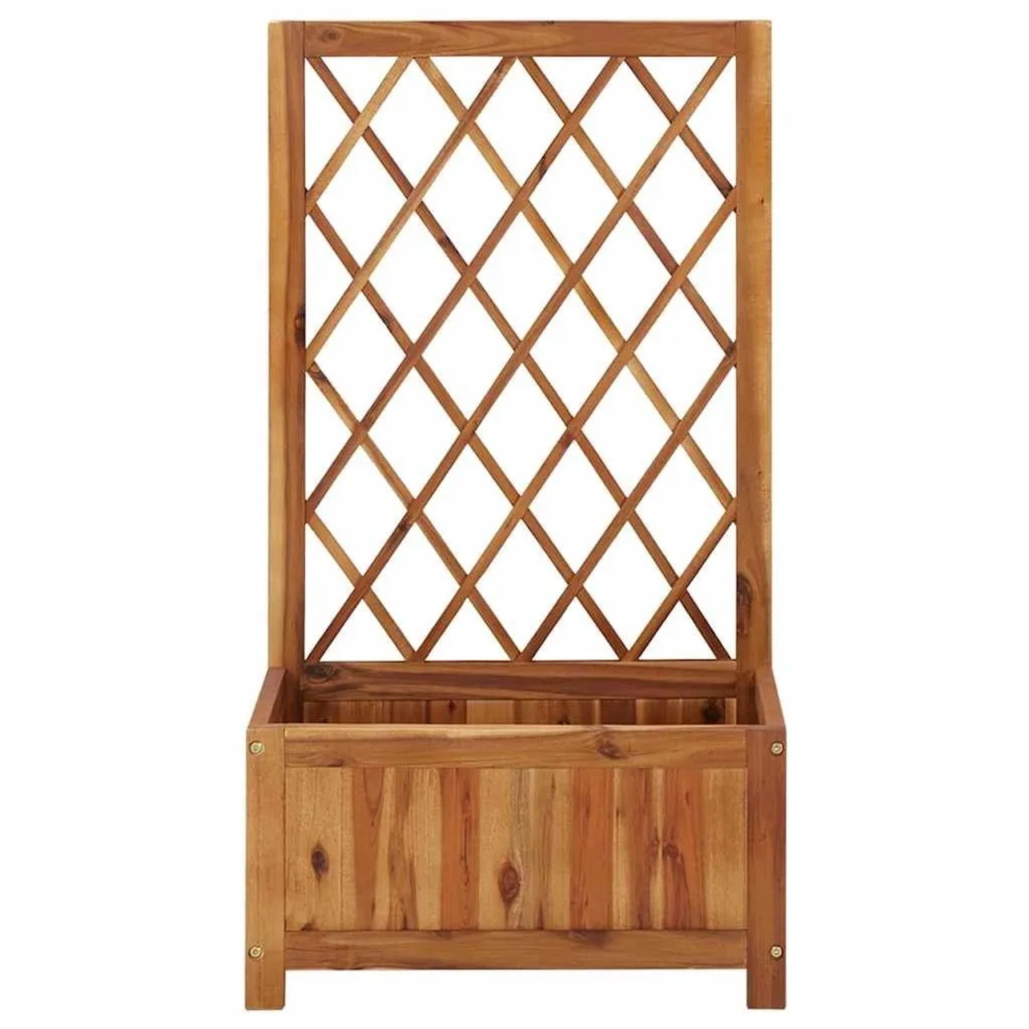 DELUKE Pflanzkasten Mit Spalier WELO Akazienholz Massiv 100x55x28cm Spalier Mit Blumenkasten Hochbeet Mit Rankgitter Rankkasten Gartenspalier_4