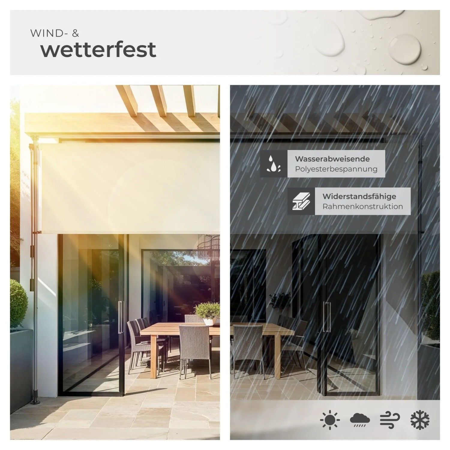 Tectake Klemmmarkise Taija Verschiedene Größen Uv Beständig und Wasserabweisend 200 x 310 cm 7 x 208 x 310 cm Beige_4