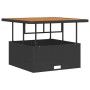 Schwarze 3-tlg. vidaXL Garten Essgruppe aus Poly Rattan mit Tisch und Hockern.
