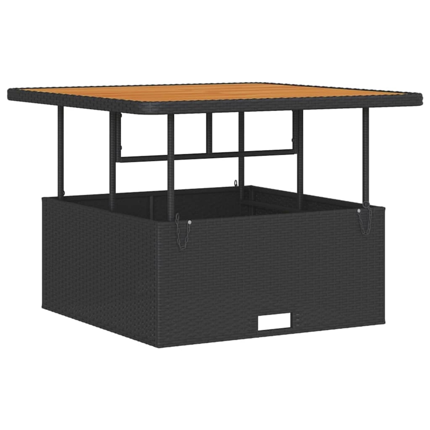 Schwarze 3-tlg. vidaXL Garten Essgruppe aus Poly Rattan mit Tisch und Hockern.