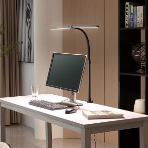 Dimmbare Lindby LED Tischlampe Nilay, schwarz, aus Metall, für Arbeitszimmer.