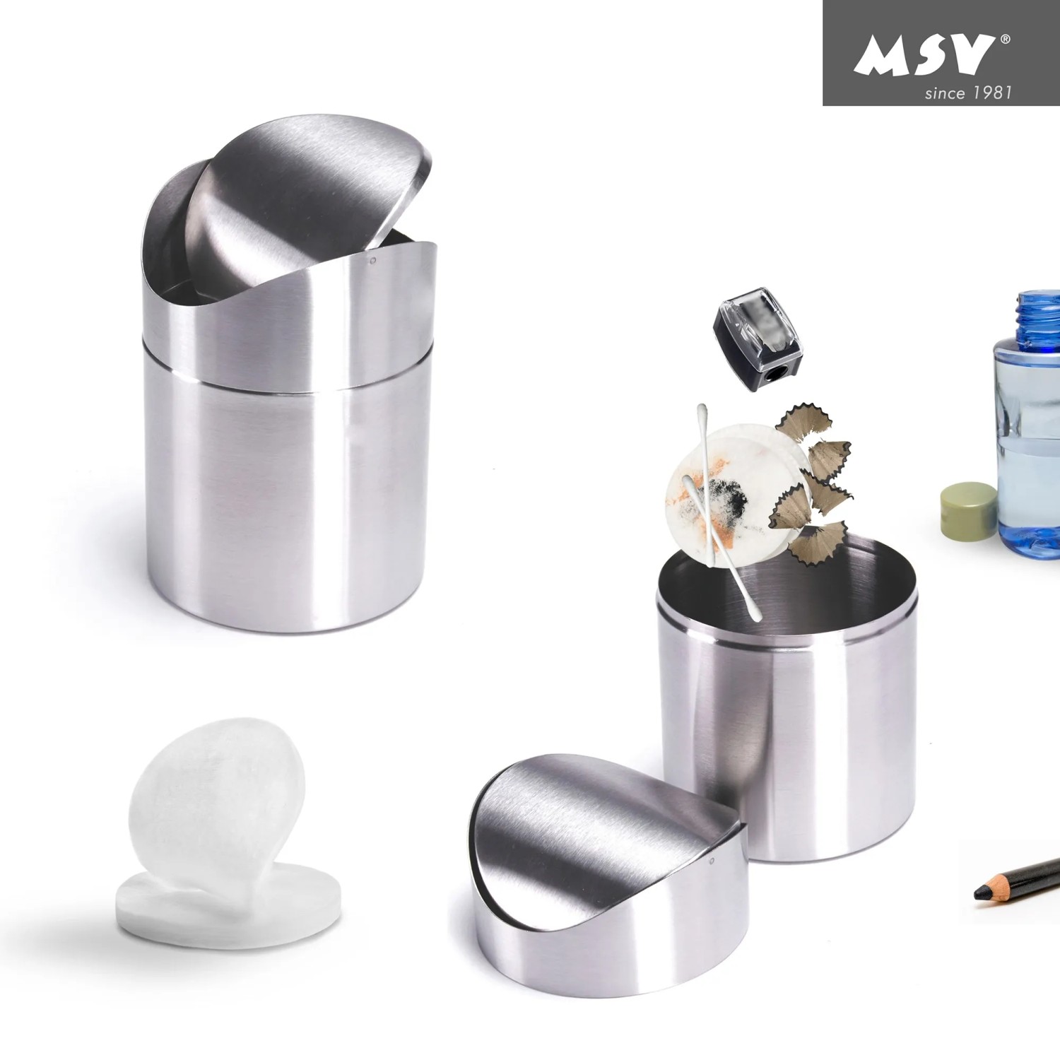 MSV Kosmetikeimer Schwingdeckel 1,5 l Silber kaufen bei OBI