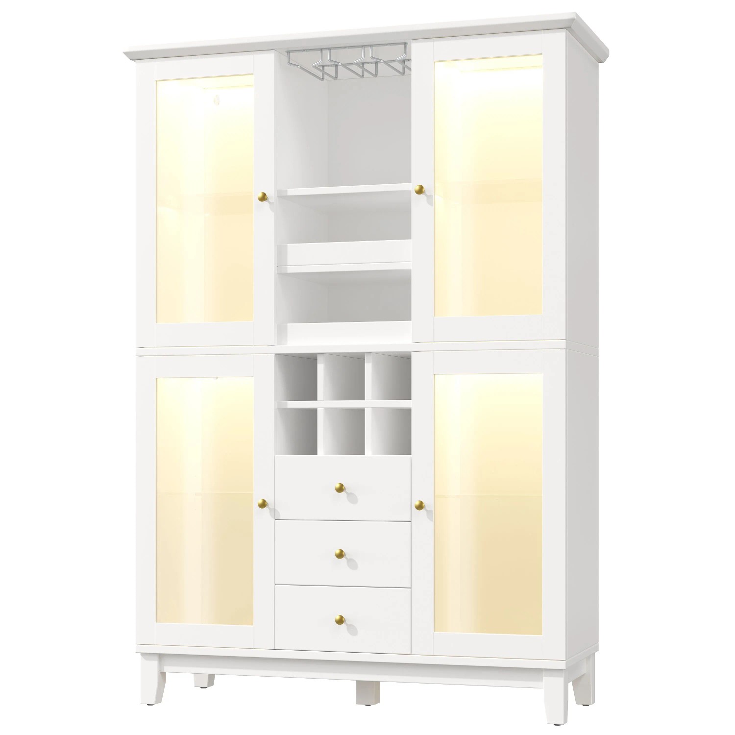Merax Weinschrank mit App-LED  180.5x120x40cm  3 Schubladen  Glashalter  Flaschenhalter