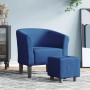 Blauer Clubsessel mit Fußhocker (Stoffbezug) von vidaXL. Relaxsessel für Wohnzimmer und Büro.