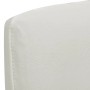 Detailaufnahme einer creme-farbenen, dehnbaren Stuhlhussen für Esszimmerstühle.