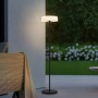 Schwarze Lindby LED Solarleuchte Samine für den Außenbereich, dimmbar und spritzwassergeschützt.