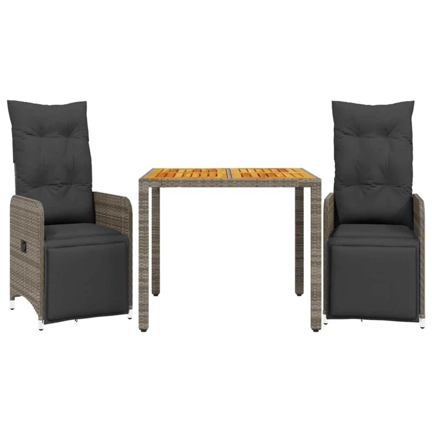 vidaXL 3-tlg Garten-Bistro-Set mit Kissen Grau Poly Rattan Modell 11 günstig online kaufen