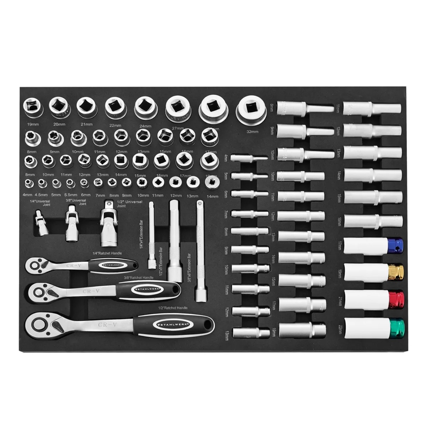 STAHLWERK Werkstattwageneinlage mit 80 Teiligem Steckschlüsselsatz günstig online kaufen