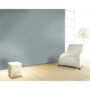 Vliestapete Nabucco in Blaugrün mit Putzstruktur im Vintage-Look an Wohnzimmerwand.