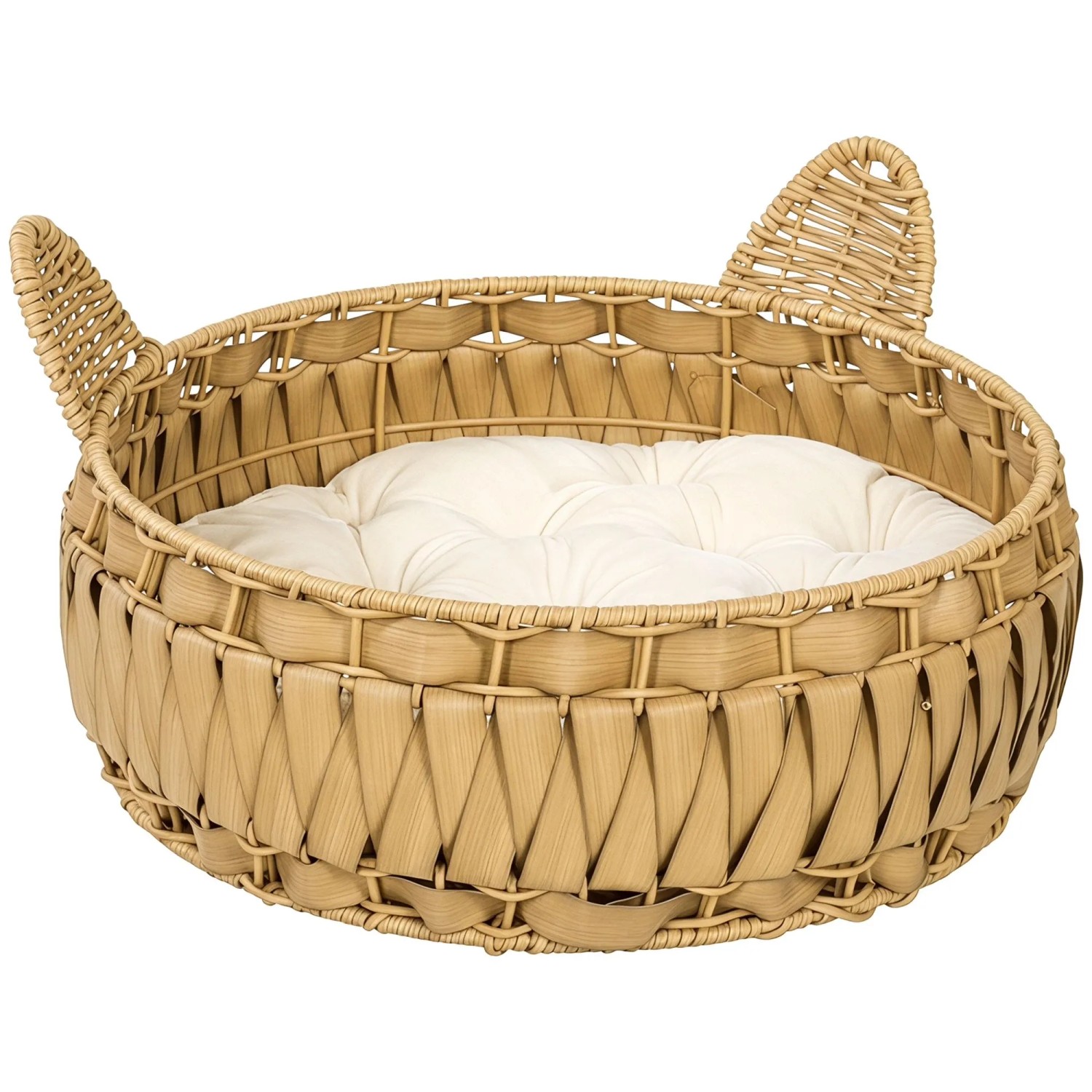 PawHut Rattan Katzenkorb PE-Rattan Metall 50L x 50B x 25H cm Braun