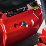 Detailaufnahme: Roter Troy-Bilt Aufsitzmäher Mini-Rider 76T-S, Bedienelemente im Fokus.