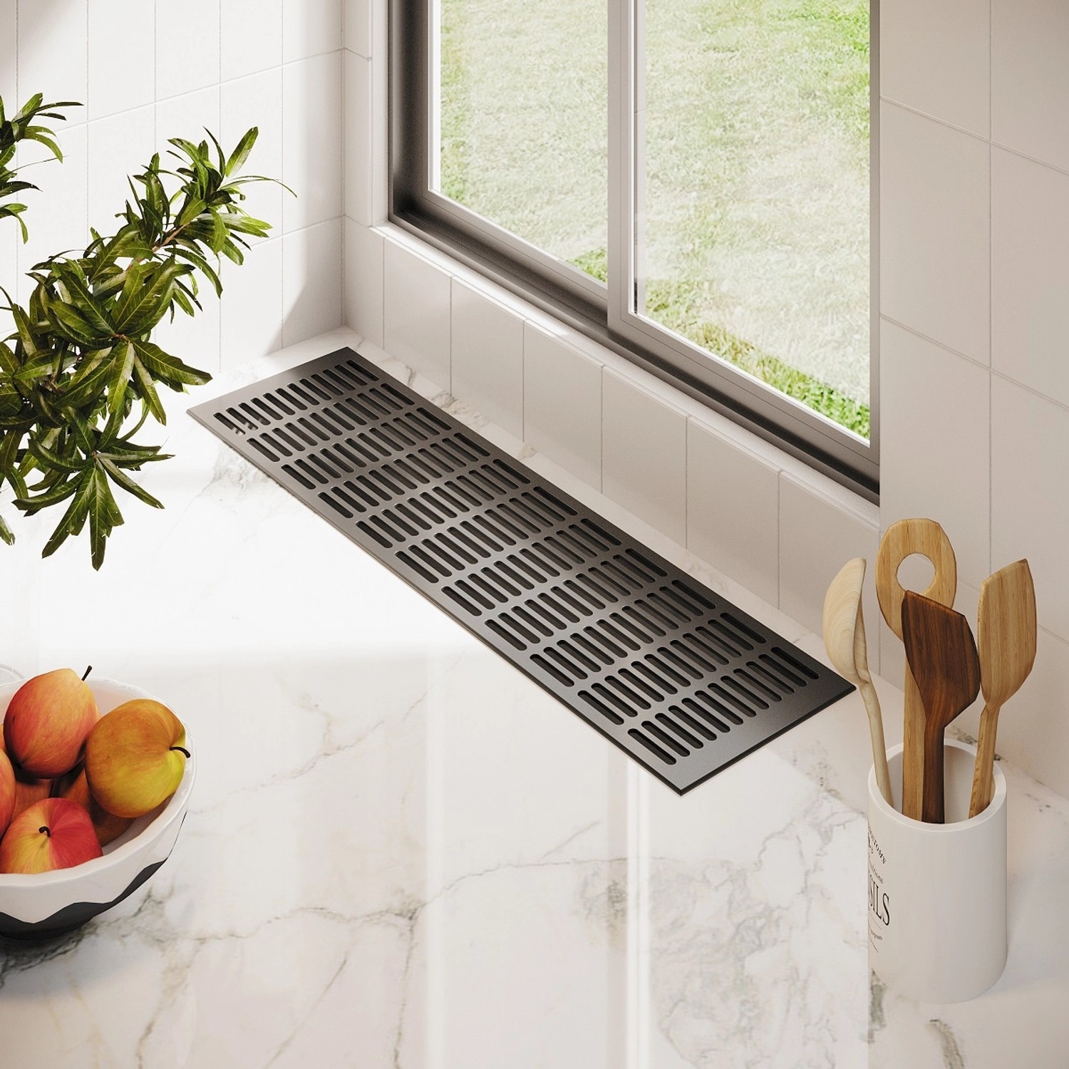 Anthrazitfarbenes MS Beschläge Alu-Lüftungsgitter 150x600 mm für optimale Luftzirkulation.