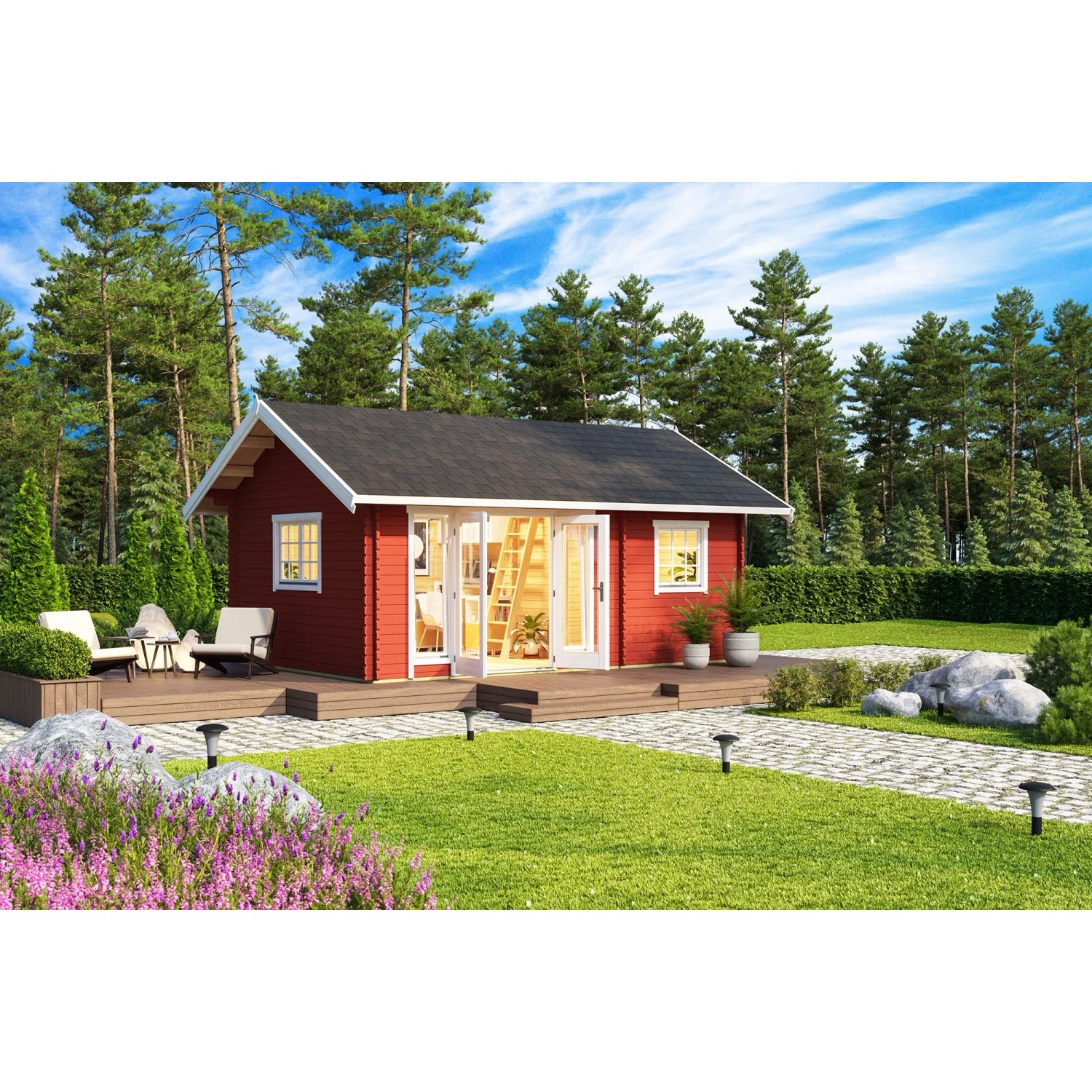 Lasita Gartenhaus Caroline 2.1 Schwedenrot 575 cm x 390 cm