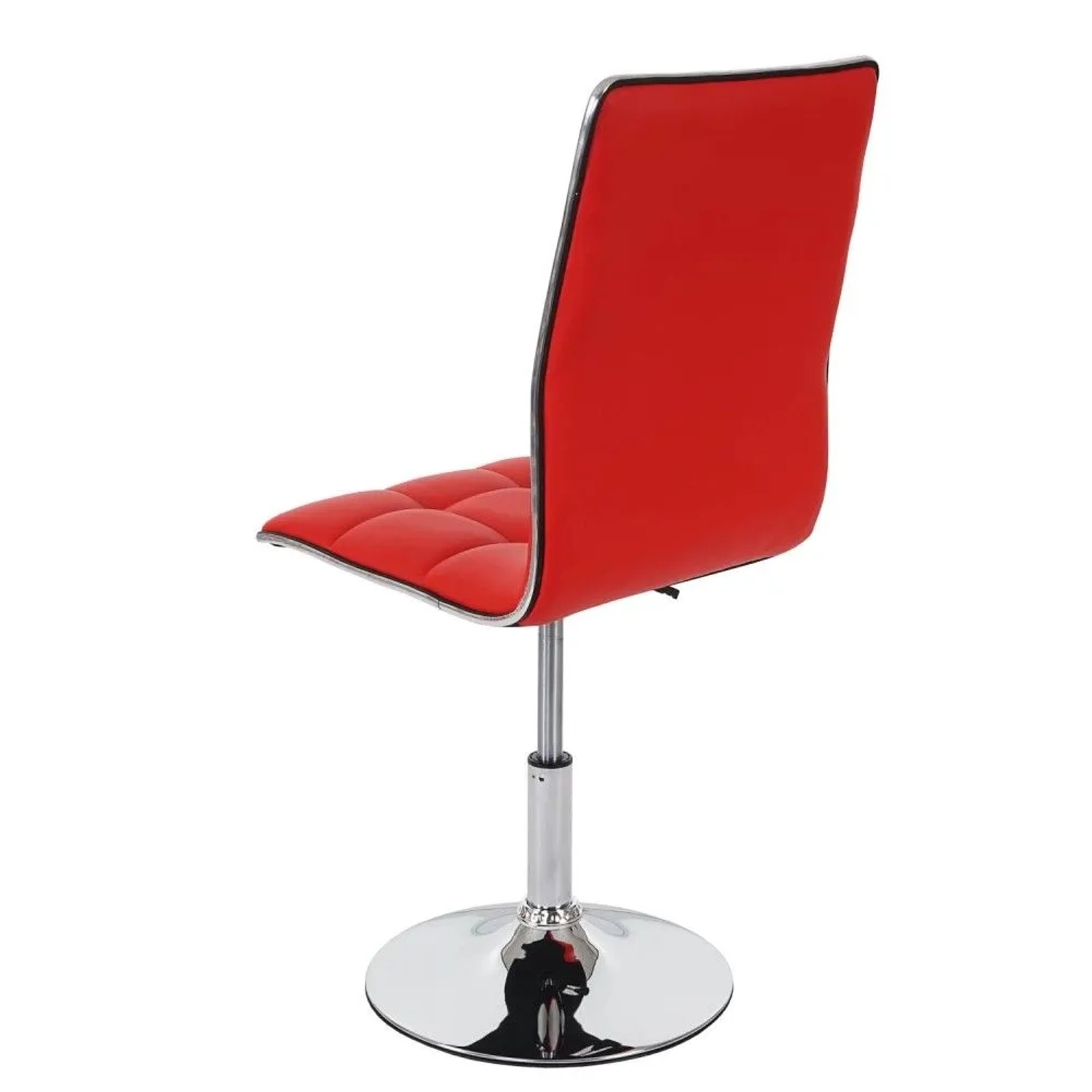Roter Esszimmerstuhl C41 aus Kunstleder mit verchromtem Standfuß, höhenverstellbar und drehbar. Modernes Design.