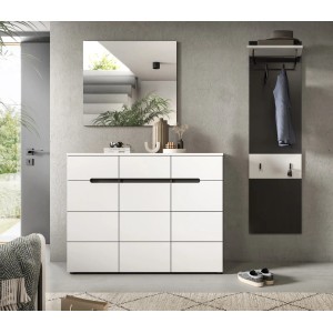 Inn.Furn Garderoben-Set 3-teilig in Weiß und Grau 180 cm Cooper