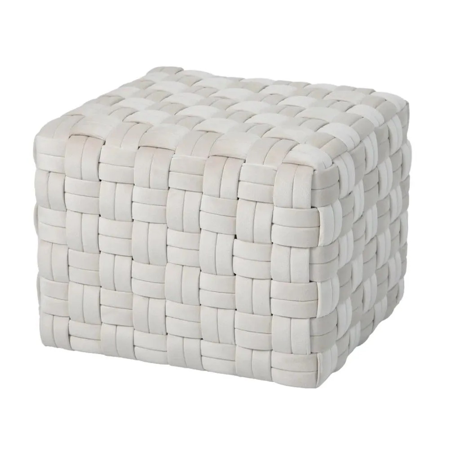 Svita Poppy Hocker Sitzpouf Geflochten Sitzhocker Fußhocker Für Sessel Samt Beige