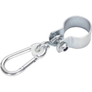 Verzinkter Manschettenhaken Ø 50 mm mit Karabiner für Schaukelbefestigung.