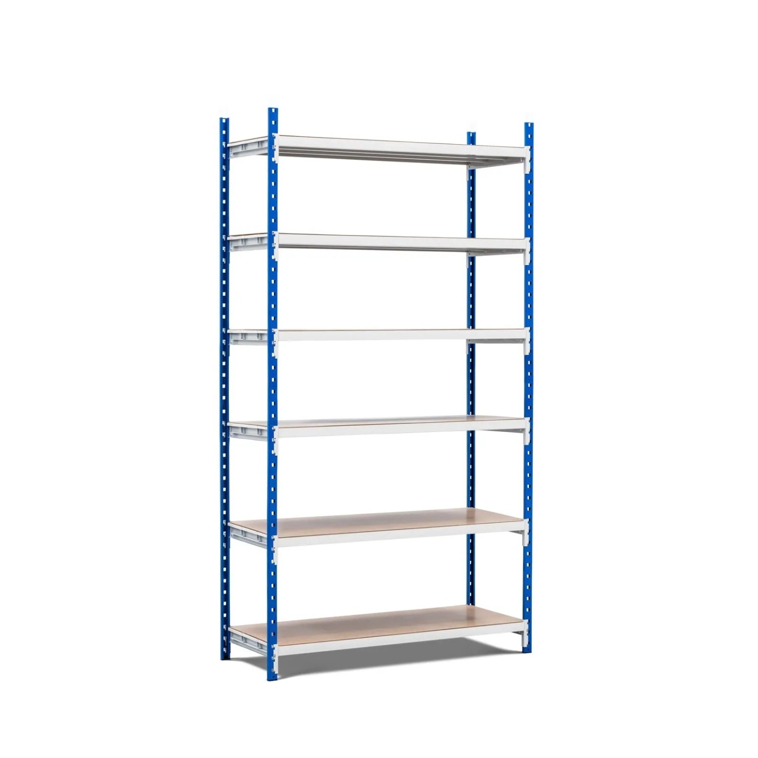PROREGAL Fachbodenregal Maximus Pro HxBxT 220 x 125 x 100 cm 7 Ebenen Spanplatten-Fachboden Fachlast 286 kg Lichtblau-Lichtgrau