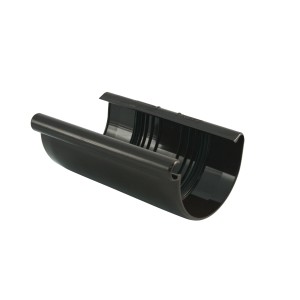 Braune Marley Dachrinnen-Verbindungsschale RG 100 aus Kunststoff.