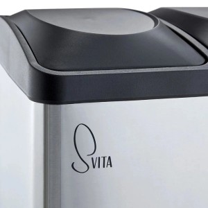 Svita TC3X20 Treteimer aus silbernem Edelstahl mit schwarzem Deckel und Mülltrennung. 60L Abfalleimer mit 3 Fächern.
