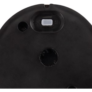 Detailaufnahme der Unterseite der Globo LED-Solartischlampe mit Schalter.