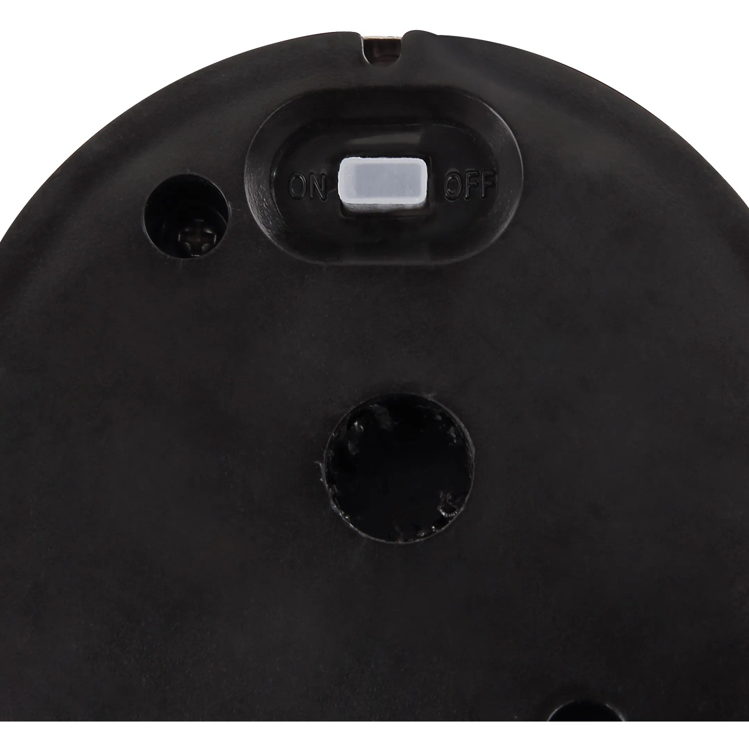 Detailaufnahme der Unterseite der Globo LED-Solartischlampe mit Schalter.