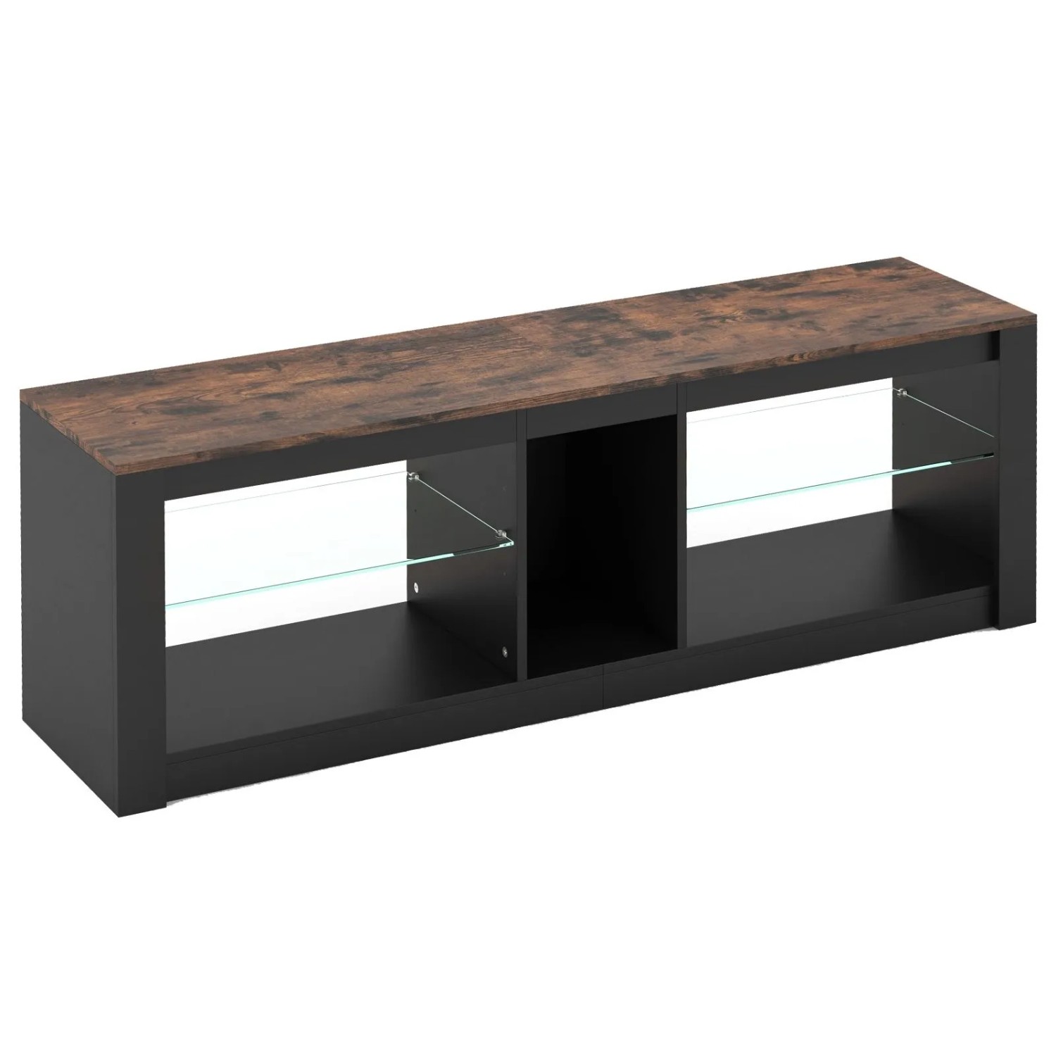 Costway TV-Schrank mit LED-Beleuchtung mit 2 Glastablagen günstig online kaufen