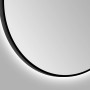 Runder DSK Design LED-Lichtspiegel Silver Globo, Ø 100 cm, mit schwarzem Rahmen und indirekter Beleuchtung.