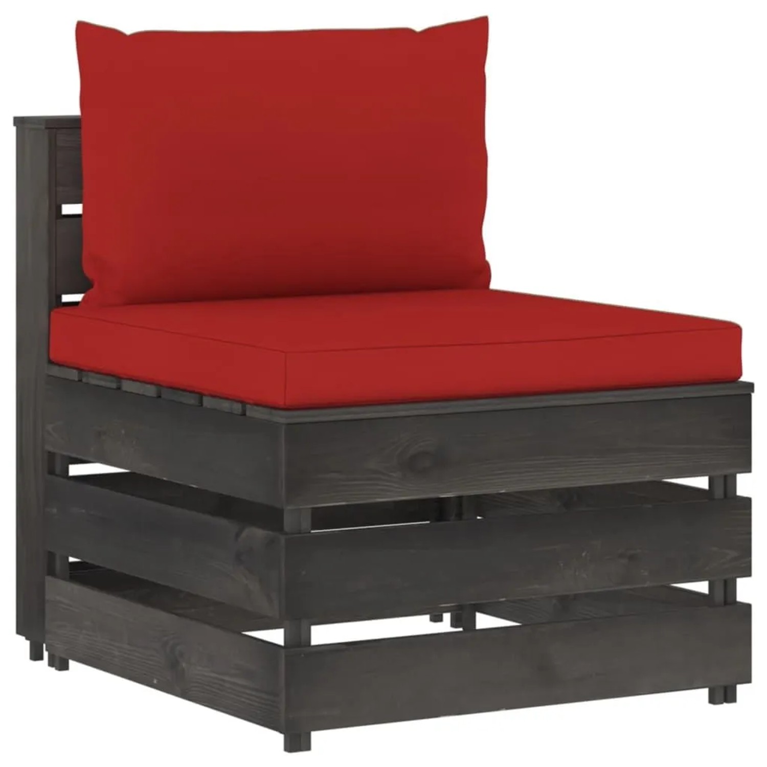 vidaXL Modulares Mittelsofa mit Kissen Grau Imprägniertes Holz 3068126