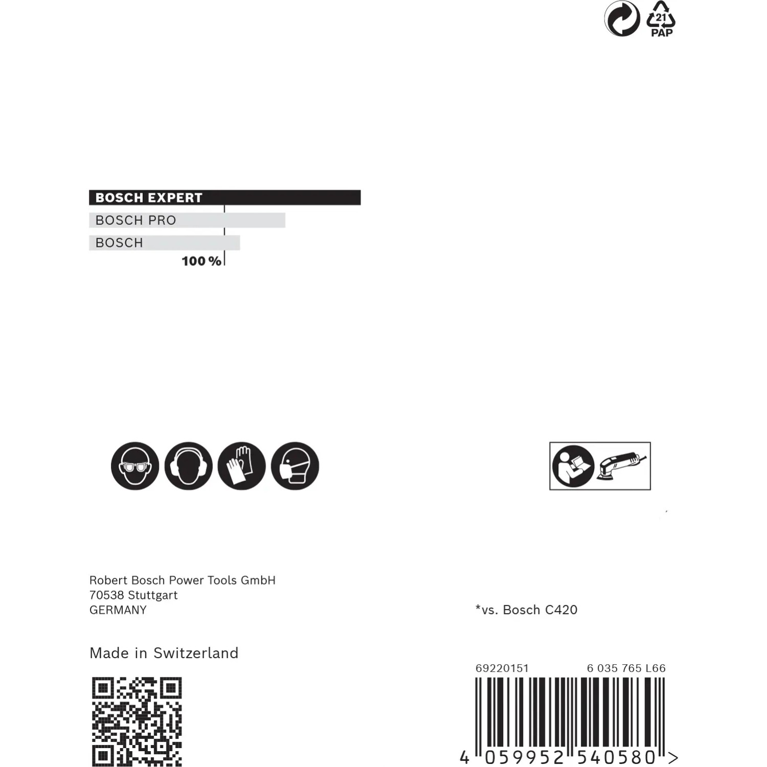 Verpackung Bosch Expert Netzschleifblatt M480, 93x93mm, K180, 5 Stück, Zubehör für Deltaschleifer.