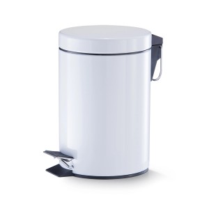 Weißer Zeller Kosmetikeimer aus Metall, 3 Liter, mit Pedal und Inneneimer.