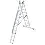 PROREGAL 3-teilige Mehrzweckleiter mit Traverse, 3x9 Sprossen, aus Aluminium.